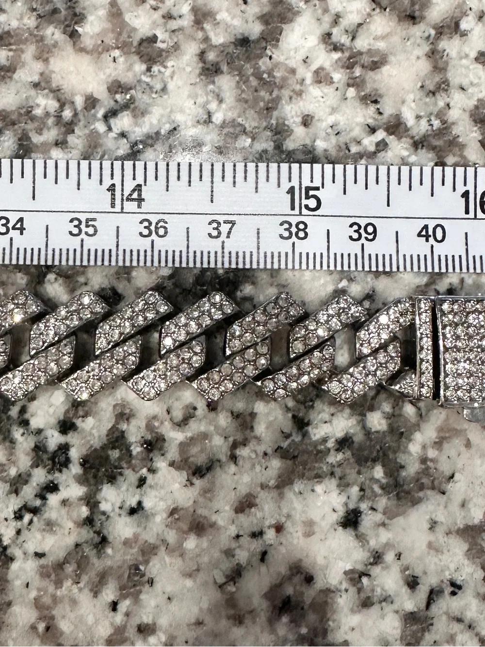 Silver Paved Cuban Link Chain dog chain